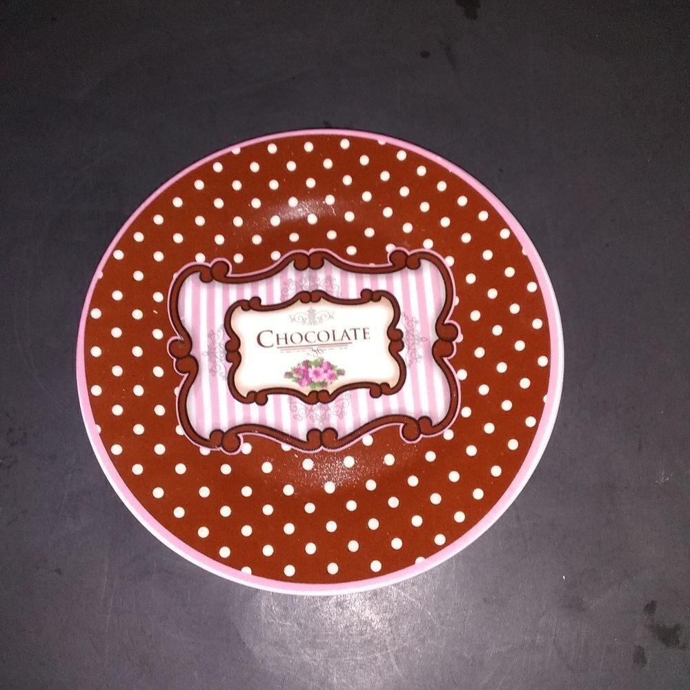 Trisa Chocolate Polka Dot Dessert Plate 8"